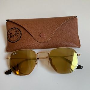Gold mirrored Hexagonal frame Ray Ban sunglasses